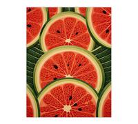 Wall Art Print Abstract Watermelon Slices Graphic Painting Green Red Bold Stylish Kitchen Artwork Poster Artery8 Green W24 inch x H32 inch