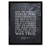 Wall Art Print Acts 17:11 They Received The Message With Great Eagerness Christian Bible Verse Quote Scripture Typography Art Framed Artery8 Black W12 inch x H16 inch