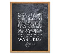 Wall Art Print Acts 17:11 They Received The Message With Great Eagerness Christian Bible Verse Quote Scripture Typography Art Framed Artery8 Light Oak W12 inch x H16 inch