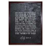 Wall Art Print Acts 18:9-11 Do Not Be Silent For I am With You Christian Bible Verse Quote Scripture Typography Art Framed Artery8 Brown W12 inch x H16 inch