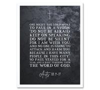 Wall Art Print Acts 18:9-11 Do Not Be Silent For I am With You Christian Bible Verse Quote Scripture Typography Art Framed Artery8 White W12 inch x H16 inch