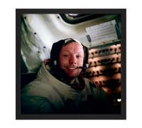 Wall Art Print Aldrin NASA Astronaut Neil Armstrong Apollo 11 Flight Photo Square Framed Picture 16X16 Inch Artery8 Black W16 inch x H16 inch