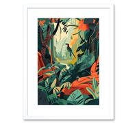Wall Art Print Amazon Rainforest Diverse Flora and Tropical Birds Artwork Framed 9X7 Inch Artery8 White W7 inch x H9 inch