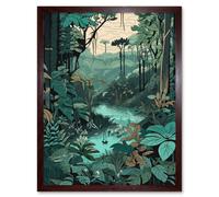 Wall Art Print Amazon Rainforest Flora Landscape Art Framed Artery8 Brown W12 inch x H16 inch