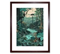 Wall Art Print Amazon Rainforest Flora Landscape Artwork Framed 9X7 Inch Artery8 Brown W7 inch x H9 inch