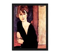 Wall Art Print Amedeo Modigliani Portrait Madame Reynouard Old Large Framed Wall Décor Art Artery8 Light Oak W18 inch x H24 inch