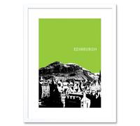 Wall Art Print Arthurs Seat Edinburgh Scotland Scottish Landmark Green Framed Art Artery8 White W7 inch x H9 inch