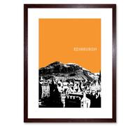 Wall Art Print Arthurs Seat Edinburgh Scotland Scottish Landmark Orange Framed Art Artery8 Brown W7 inch x H9 inch