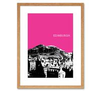 Wall Art Print Arthurs Seat Edinburgh Scotland Scottish Landmark Pink Framed Art Artery8 Beige W7 inch x H9 inch