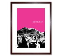 Wall Art Print Arthurs Seat Edinburgh Scotland Scottish Landmark Pink Framed Art Artery8 Brown W7 inch x H9 inch