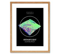 Wall Art Print Arthurs Seat Edinburgh Scotland Scottish Topography Mountain Framed Art Artery8 Beige W7 inch x H9 inch