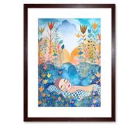 Wall Art Print Asleep In The Meadow Folk Artwork Framed 9X7 Inch Artery8 Brown W7 inch x H9 inch