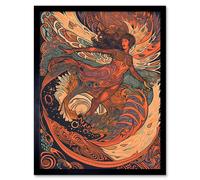 Wall Art Print Astral Projection Conceptual Art Art Framed Artery8 Black W12 inch x H16 inch