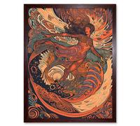 Wall Art Print Astral Projection Conceptual Art Art Framed Artery8 Brown W12 inch x H16 inch