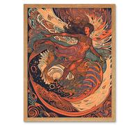 Wall Art Print Astral Projection Conceptual Art Art Framed Artery8 Light Oak W12 inch x H16 inch
