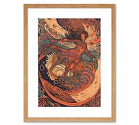 Wall Art Print Astral Projection Conceptual Art Artwork Framed 9X7 Inch Artery8 Beige W7 inch x H9 inch