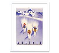 Wall Art Print Austria Alps Ski Snow Winter Travel Artwork Framed 9X7 Inch Artery8 White W7 inch x H9 inch