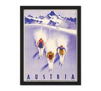 Wall Art Print Austria Alps Ski Snow Winter Travel Large Framed Wall Décor Art Artery8 Brown W18 inch x H24 inch