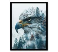 Wall Art Print Bald Eagle Trees Bird Nature Animal Lover Design Art Framed Poster Artery8 Black A4