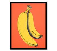 Wee Blue Coo Banana Orange Kitchen Painting Vibrant Yellow on Orange Flat Bold Colour Artwork Framed Wall Art Print A4