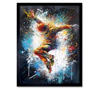 Wall Art Print Before the Land Parkour Jump Paint Splat Portrait Art Framed Artery8 Black W12 inch x H16 inch