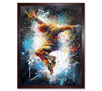 Wall Art Print Before the Land Parkour Jump Paint Splat Portrait Art Framed Artery8 Brown W12 inch x H16 inch