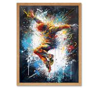 Wall Art Print Before the Land Parkour Jump Paint Splat Portrait Art Framed Artery8 Light Oak W12 inch x H16 inch