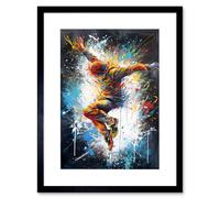 Wall Art Print Before the Land Parkour Jump Paint Splat Portrait Artwork Framed 9X7 Inch Artery8 Black W7 inch x H9 inch