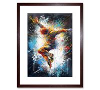 Wall Art Print Before the Land Parkour Jump Paint Splat Portrait Artwork Framed 9X7 Inch Artery8 Brown W7 inch x H9 inch