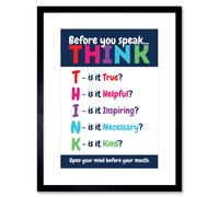 Wall Art Print Before You Speak Think Life Inspirational Framed Artery8 Black W7 inch x H9 inch