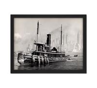 Wall Art Print Berenice Abbott Watuppa Steam Boat New York Photo Large Framed Wall Décor Art Artery8 White W18 inch x H24 inch