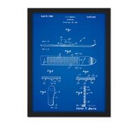 Wall Art Print Berta Snowboard Classic Sports Games Winter 1969 Patent Plan Large Framed Wall Décor Art Artery8 Brown W18 inch x H24 inch