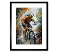 Wall Art Print Bicycle Race Cyclist Racing Sport Action Shot Artwork Framed 9X7 Inch Artery8 Black W7 inch x H9 inch