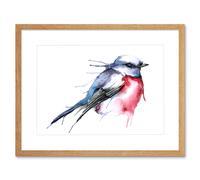 Wall Art Print Bird Robin Watercolour Artwork Framed 9X7 Inch Artery8 Beige W7 inch x H9 inch
