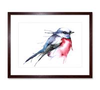 Wall Art Print Bird Robin Watercolour Artwork Framed 9X7 Inch Artery8 Brown W7 inch x H9 inch