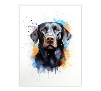 Wall Art Print Black Labrador Lovers Gift Watercolour Pet Portrait Painting Artwork Poster Artery8 Multi W24 inch x H32 inch