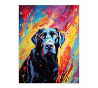 Wall Art Print Black Labrador Retriever Dog Lover Gift Pet Portrait Vibrant Colourful Artwork Painting Poster Artery8 Multi W24 inch x H32 inch