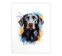 Wall Art Print Black Labrador Retriever Lovers Gift Watercolour Pet Portrait Painting Artwork Poster Artery8 Multi W24 inch x H32 inch