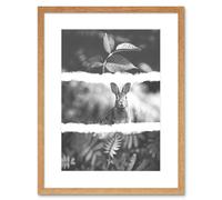 Wall Art Print Black White Photography Triptych Rabbit Hare Framed Artery8 Beige W7 inch x H9 inch