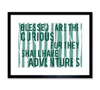 Wall Art Print Blessed Curious Adventure Birches Framed Artery8 Black W7 inch x H9 inch