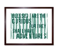 Wall Art Print Blessed Curious Adventure Birches Framed Artery8 Brown W7 inch x H9 inch