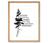 Wall Art Print Blessed Curious Adventure Pine Framed Artery8 Beige W7 inch x H9 inch
