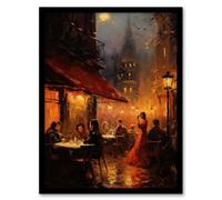 Wall Art Print Bohemian Artists At Bar Oil Painting 19th Century Paris Atmospheric Night Life La Boheme Opera Scene Art Framed Artery8 Orange A4