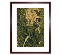 Wall Art Print Boho Ballerina Dancing with the Forest Moon Artwork Framed 9X7 Inch Artery8 Brown W7 inch x H9 inch