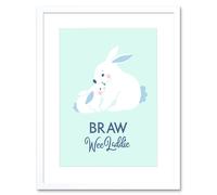 Wall Art Print Braw Wee Laddie New Baby Boy Scottish Rabbit Bunny Framed Art Artery8 White W7 inch x H9 inch