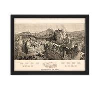Wall Art Print Brewer 1886 Pictorial Map Edinburgh Bird's Eye Large Framed Wall Décor Art Artery8 Black W18 inch x H24 inch