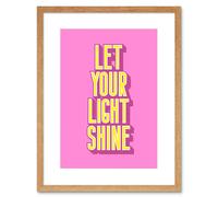 Wall Art Print Bright Motivation Let Your Light Shine Framed Artery8 Beige W7 inch x H9 inch