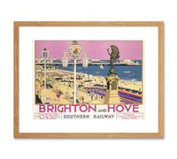 Wall Art Print Brighton Hove Sussex Beach Resort Travel Artwork Framed 9X7 Inch Artery8 Beige W7 inch x H9 inch