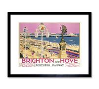 Wall Art Print Brighton Hove Sussex Beach Resort Travel Artwork Framed 9X7 Inch Artery8 Black W7 inch x H9 inch