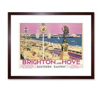 Wall Art Print Brighton Hove Sussex Beach Resort Travel Artwork Framed 9X7 Inch Artery8 Brown W7 inch x H9 inch